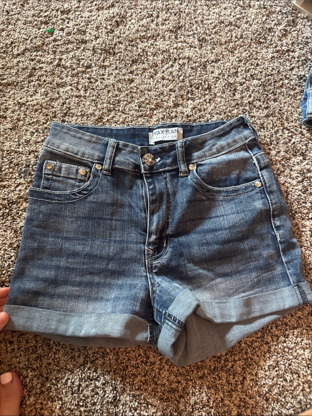 Wax Jean Women's Dark Blue Cuffed Denim Shorts